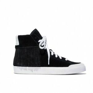 LOEFFLER RANDALL DELANEY SUEDE FRINGE HI-TOP SNEAKERS BLACK US 6.5 "NIB"